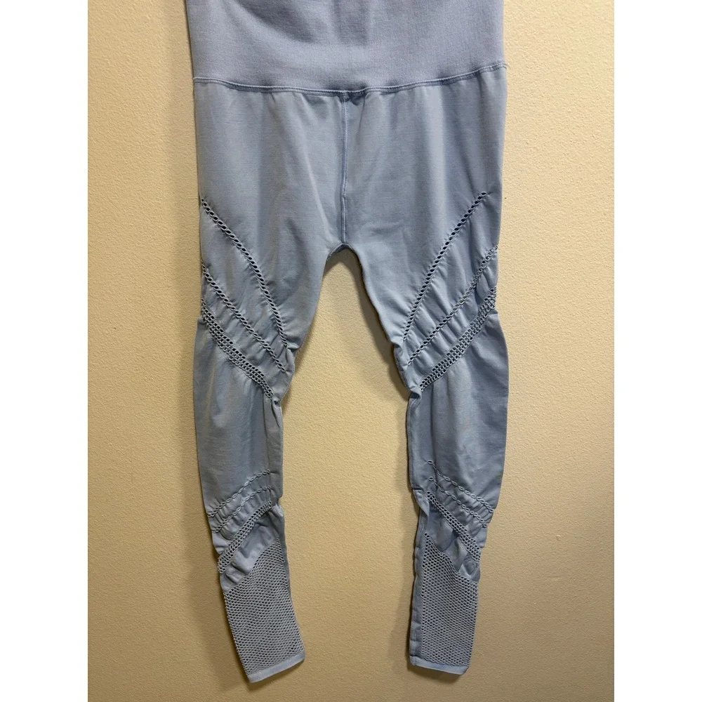 Alo Yoga High Rise Seamless Pointelle Mesh Leggings Light Blue Medium